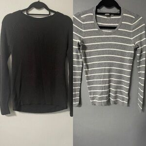 Gap sweater bundle. Black merino wool blend and stripes cotton blend. Size XS